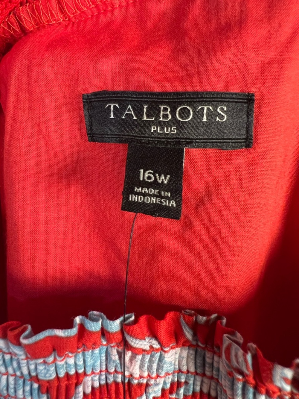 Talbots Dress Tropical Cotton Midi Red Blue Palm Tree Vacation women's 16W NWT - Picture 3 of 11